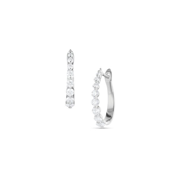 Dominique Cohen graduated diamond bubble 1 carat petite hoop earrings in white gold<span class='visuallyhidden'>; shop help at 760-978-9297.</span>